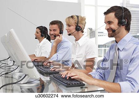 Picture - Customer support agents. Fotosearch