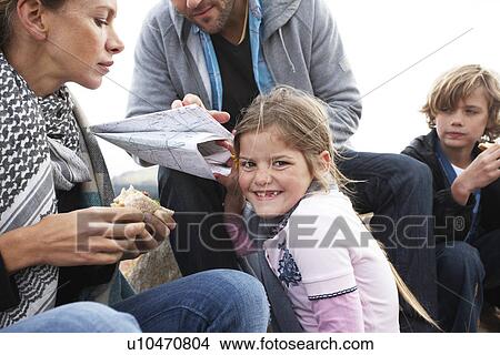 Picture - Family outdoors. Fotosearch