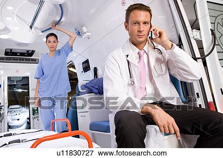 Stock Photo - In an ambulance car. Fotosearch