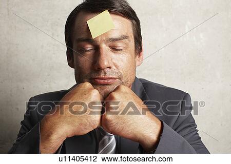 Sticky note on the forehead View Large Photo Image Stock Image - Sticky note on the forehead. Fotosearch