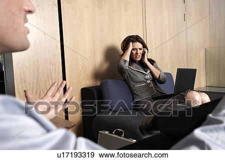 Stock Photo - Stressed businesswoman. Fotosearch