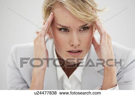 Stock Photo - Young stressed woman. Fotosearch