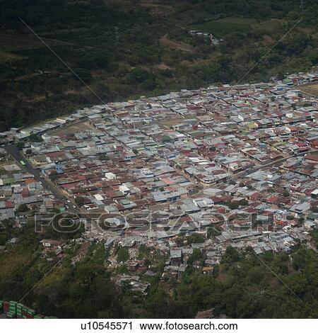 Stock Image - Aerial view of dwellings in Costa Rica . Fotosearch
