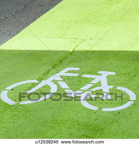 Stock Photography - Bicycle stencil on path. Fotosearch