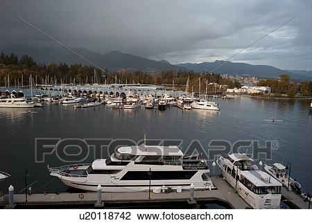 Stock Image - Boats at the marina in Vancouver, British Columbia, Canada. Fotosearch