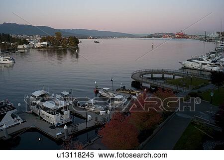 Stock Photography - Boats docked in Vancouver, British Columbia, Canada. Fotosearch
