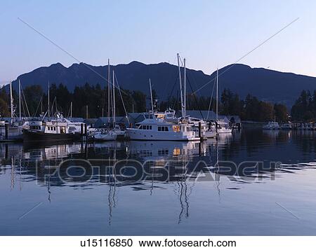 Stock Image - Boats in the marina in Vancouver, British Columbia, Canada. Fotosearch