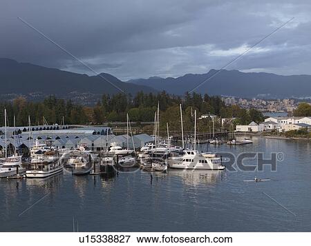 Stock Photo - Boats in the marina in Vancouver, British Columbia. Fotosearch