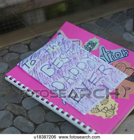 Stock Photograph - Child's illustrated greeting to her Dad at Lake of the Woods, Ontario. Fotosearch
