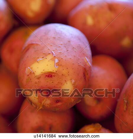 Picture - Close up of a stack of potatoes. Fotosearch