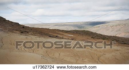 Picture - Colourful barren volcanic ash slope. Fotosearch
