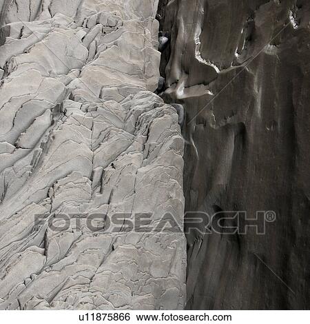 Stock Photograph - Contrasting geological formations, shale. Fotosearch