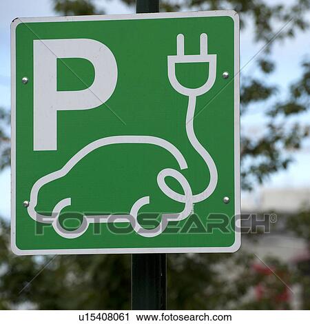 Electric car parking sign View Large Photo Image Stock Image - Electric car parking sign. Fotosearch