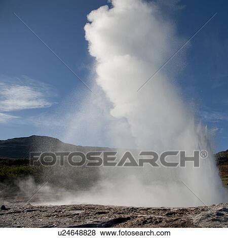 Erupting geyser View Large Photo Image Stock Photo - Erupting geyser. Fotosearch