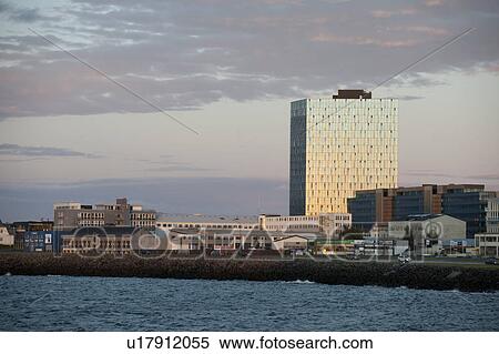 Evening city skyline at the harbour in Reykjavik View Large Photo Image Stock Photography - Evening city skyline at the harbour in Reykjavik. Fotosearch