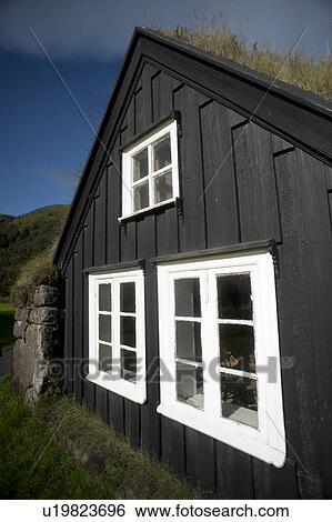 Stock Photograph - Exterior of a folk museum in Iceland. Fotosearch