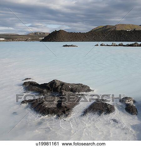 Stock Image - Geothermal mineral lagoon. Fotosearch