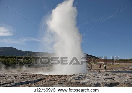 Geyser spouting into the air View Large Photo Image Stock Image - Geyser spouting into the air. Fotosearch