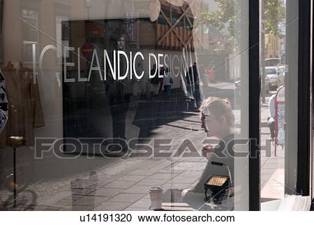 Icelandic Design clothing store window with streetscape reflected View Large Photo Image Stock Image - Icelandic Design clothing store window with streetscape reflected. Fotosearch