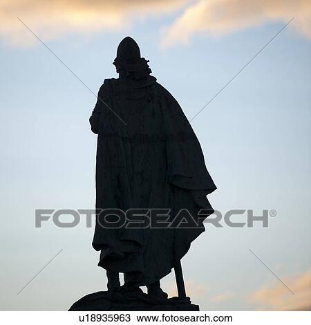 Metal statue Leifur Ericksson in silhouette View Large Photo Image Stock Image - Metal statue Leifur Ericksson in silhouette. Fotosearch