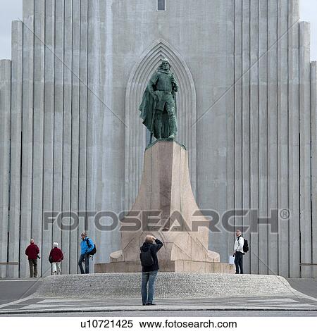 Stock Photography - Metal statue Leifur Ericksson in Reykjavik. Fotosearch