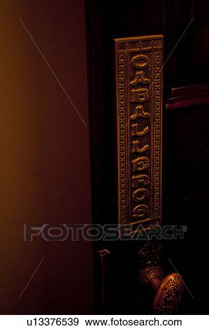 Ornate brass doorplate and handle View Large Photo Image Stock Photo - Ornate brass doorplate and handle. Fotosearch