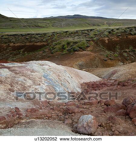 Pastel mineral deposits and grassy landscape View Large Photo Image Stock Image - Pastel mineral deposits and grassy landscape. Fotosearch