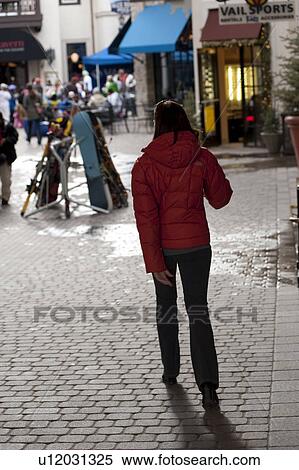 Stock Photography - People and Snowboards in Vail, Colorado. Fotosearch