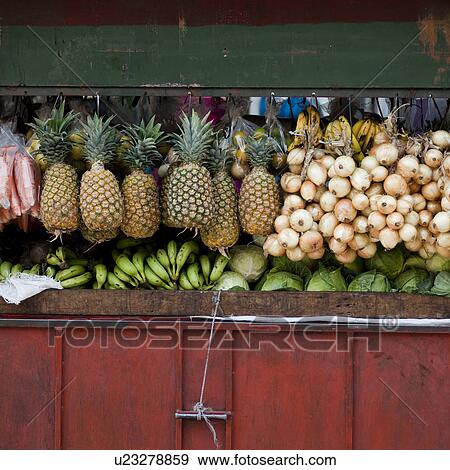 Stock Photo - Produce in an open market in San Jose Costa Rica. Fotosearch