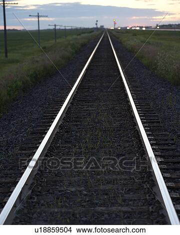 Picture - Railway tracks close to Lake of the Woods, Ontario. Fotosearch
