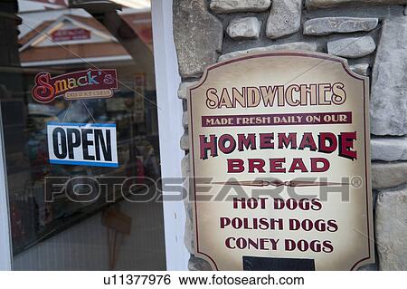 Stock Photograph - Restaurant in downtown historic district in Branson, Missouri, USA. Fotosearch
