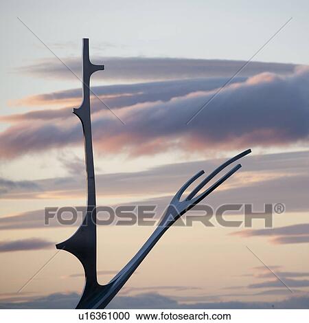 Stock Image - Sculpture framework of Viking ship. Fotosearch