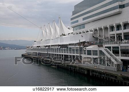 Stock Photo - Side view of docking area at Canada Place in Vancouver, British Columbia, Canada. Fotosearch