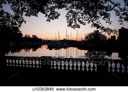 Stock Photography - Skyline at dusk in Vancouver, British Columbia, Canada. Fotosearch