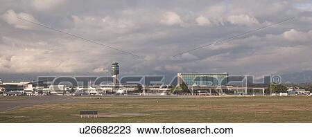 Stock Image - Skyline of airport buildings Vancouver, British Columbia, Canada. Fotosearch