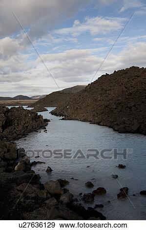 Stream of water at Blue Lagoon, Reykjanes Peninsula in Iceland View Large Photo Image Stock Photo - Stream of water at Blue Lagoon, Reykjanes Peninsula in Iceland. Fotosearch