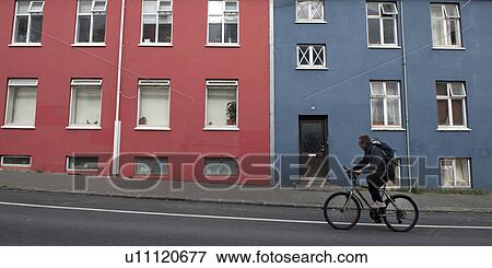 Streetscape multicoloured apartment View Large Photo Image Stock Photo - Streetscape multicoloured apartment. Fotosearch