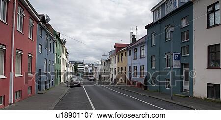 Streetscape multicoloured apartment View Large Photo Image Stock Photo - Streetscape multicoloured apartment. Fotosearch
