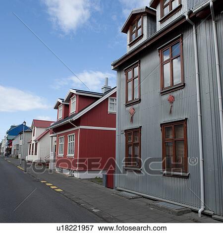 Stock Photo - Streetscape, urban Reykjavik. Fotosearch