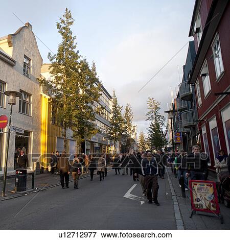 Stock Photo - Urban streetscape downtown Reykjavik. Fotosearch