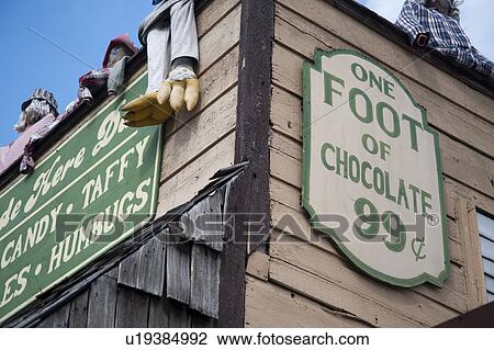 Stock Image - Wall of a building in downtown historic district, Branson, Missouri. Fotosearch