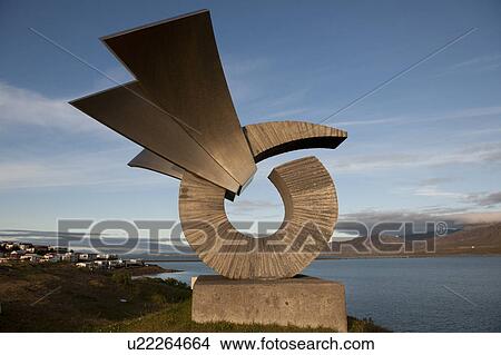Winged sculpture on the overlooking the ocean View Large Photo Image Picture - Winged sculpture on the overlooking the ocean. Fotosearch