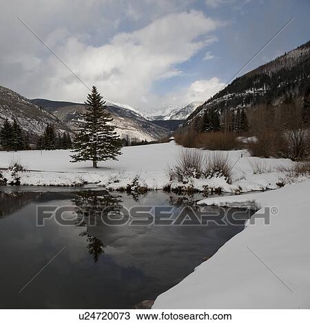 Stock Image - Winter landscape in Vail, Colorado. Fotosearch