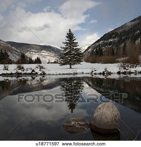 Stock Photo - Winter landscape in Vail, Colorado. Fotosearch