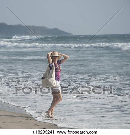Woman on the Seashore in Costa Rica View Large Photo Image Stock Image - Woman on the Seashore in Costa Rica. Fotosearch