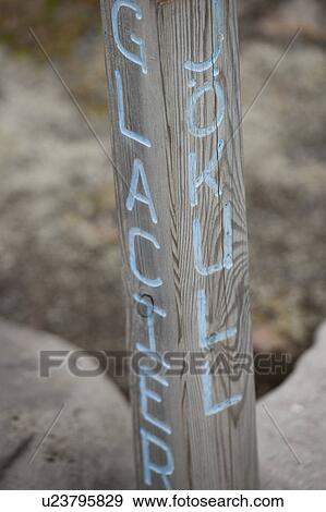 Wooden post with lettering in Vatnajokull National Park Iceland View Large Photo Image Stock Photo - Wooden post with lettering in Vatnajokull National Park Iceland. Fotosearch