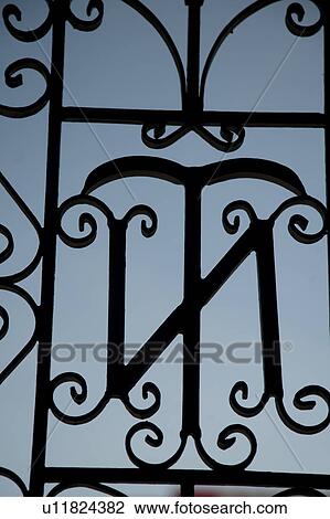 Wrought iron gate detail View Large Photo Image Stock Image - Wrought iron gate detail. Fotosearch
