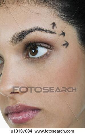 Picture - Closeup of patient's face with distance marker. Fotosearch