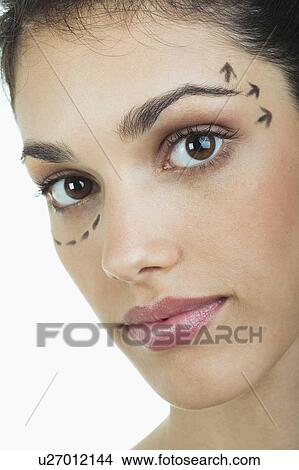 Picture - Closeup of patient's face with distance marker. Fotosearch