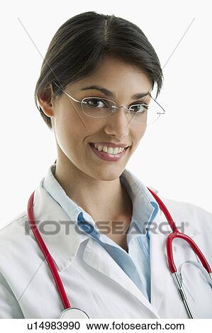 Stock Image - Closeup of woman doctor. Fotosearch